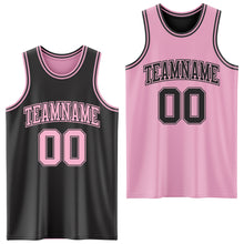 Laden Sie das Bild in den Galerie-Viewer, Custom Reversible Black Light Pink Double Side Sublimation Basketball Suit Jersey