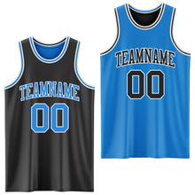 Laden Sie das Bild in den Galerie-Viewer, Custom Reversible Black Powder Blue-White Double Side Sublimation Basketball Suit Jersey