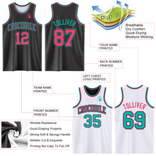 Laden Sie das Bild in den Galerie-Viewer, Custom Reversible Black Neon Pink-Aqua Double Side Sublimation Basketball Suit Jersey