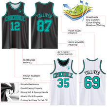 Laden Sie das Bild in den Galerie-Viewer, Custom Reversible Black Aqua Double Side Sublimation Basketball Suit Jersey