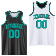 Laden Sie das Bild in den Galerie-Viewer, Custom Reversible Black Aqua Double Side Sublimation Basketball Suit Jersey
