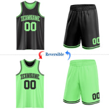 Laden Sie das Bild in den Galerie-Viewer, Custom Reversible Black Pea Green Double Side Sublimation Basketball Suit Jersey