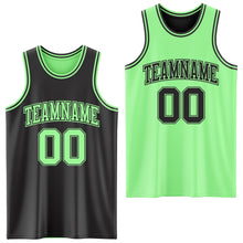Laden Sie das Bild in den Galerie-Viewer, Custom Reversible Black Pea Green Double Side Sublimation Basketball Suit Jersey