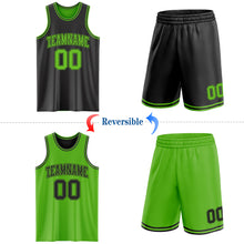 Laden Sie das Bild in den Galerie-Viewer, Custom Reversible Black Aurora Green Double Side Sublimation Basketball Suit Jersey