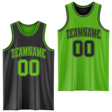 Laden Sie das Bild in den Galerie-Viewer, Custom Reversible Black Aurora Green Double Side Sublimation Basketball Suit Jersey