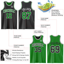 Laden Sie das Bild in den Galerie-Viewer, Custom Reversible Black Grass Green-White Double Side Sublimation Basketball Suit Jersey