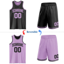 Laden Sie das Bild in den Galerie-Viewer, Custom Reversible Black Light Purple Double Side Sublimation Basketball Suit Jersey