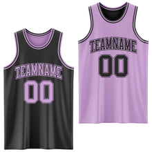 Laden Sie das Bild in den Galerie-Viewer, Custom Reversible Black Light Purple Double Side Sublimation Basketball Suit Jersey