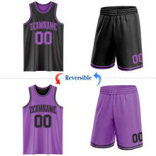 Laden Sie das Bild in den Galerie-Viewer, Custom Reversible Black Medium Purple Double Side Sublimation Basketball Suit Jersey