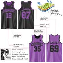 Laden Sie das Bild in den Galerie-Viewer, Custom Reversible Black Medium Purple Double Side Sublimation Basketball Suit Jersey
