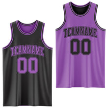 Laden Sie das Bild in den Galerie-Viewer, Custom Reversible Black Medium Purple Double Side Sublimation Basketball Suit Jersey