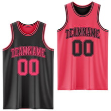 Laden Sie das Bild in den Galerie-Viewer, Custom Reversible Black Neon Pink Double Side Sublimation Basketball Suit Jersey