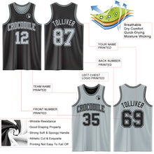 Laden Sie das Bild in den Galerie-Viewer, Custom Reversible Black Silver Double Side Sublimation Basketball Suit Jersey