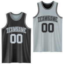 Laden Sie das Bild in den Galerie-Viewer, Custom Reversible Black Silver Double Side Sublimation Basketball Suit Jersey