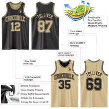 Laden Sie das Bild in den Galerie-Viewer, Custom Reversible Black Vegas Gold Double Side Sublimation Basketball Suit Jersey
