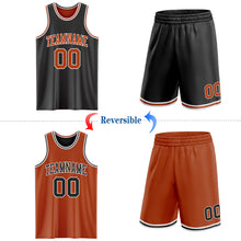 Laden Sie das Bild in den Galerie-Viewer, Custom Reversible Black Texas Orange-White Double Side Sublimation Basketball Suit Jersey