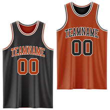 Laden Sie das Bild in den Galerie-Viewer, Custom Reversible Black Texas Orange-White Double Side Sublimation Basketball Suit Jersey