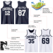 Laden Sie das Bild in den Galerie-Viewer, Custom Navy White Reversible Double Side Sublimation Basketball Suit Jersey