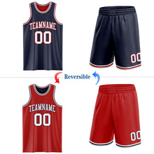 Laden Sie das Bild in den Galerie-Viewer, Custom Navy White-Red Reversible Double Side Sublimation Basketball Suit Jersey
