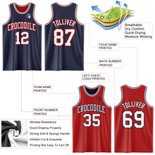 Laden Sie das Bild in den Galerie-Viewer, Custom Navy White-Red Reversible Double Side Sublimation Basketball Suit Jersey