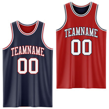 Laden Sie das Bild in den Galerie-Viewer, Custom Navy White-Red Reversible Double Side Sublimation Basketball Suit Jersey