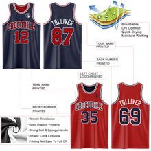 Laden Sie das Bild in den Galerie-Viewer, Custom Navy Red-White Reversible Double Side Sublimation Basketball Suit Jersey