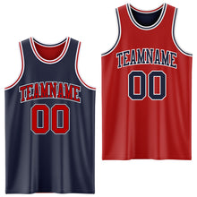 Laden Sie das Bild in den Galerie-Viewer, Custom Navy Red-White Reversible Double Side Sublimation Basketball Suit Jersey
