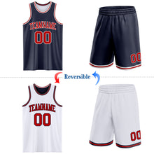 Laden Sie das Bild in den Galerie-Viewer, Custom Navy Red-White Reversible Double Side Sublimation Basketball Suit Jersey