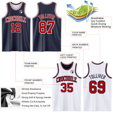 Laden Sie das Bild in den Galerie-Viewer, Custom Navy Red-White Reversible Double Side Sublimation Basketball Suit Jersey