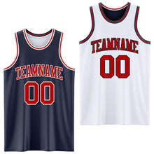 Laden Sie das Bild in den Galerie-Viewer, Custom Navy Red-White Reversible Double Side Sublimation Basketball Suit Jersey