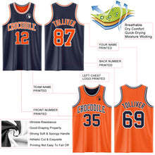 Laden Sie das Bild in den Galerie-Viewer, Custom Navy Orange-White Reversible Double Side Sublimation Basketball Suit Jersey