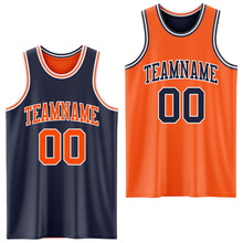 Laden Sie das Bild in den Galerie-Viewer, Custom Navy Orange-White Reversible Double Side Sublimation Basketball Suit Jersey