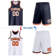 Laden Sie das Bild in den Galerie-Viewer, Custom Navy White-Orange Reversible Double Side Sublimation Basketball Suit Jersey