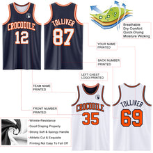 Laden Sie das Bild in den Galerie-Viewer, Custom Navy White-Orange Reversible Double Side Sublimation Basketball Suit Jersey