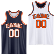 Laden Sie das Bild in den Galerie-Viewer, Custom Navy White-Orange Reversible Double Side Sublimation Basketball Suit Jersey