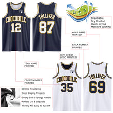 Laden Sie das Bild in den Galerie-Viewer, Custom Navy White-Old Gold Reversible Double Side Sublimation Basketball Suit Jersey
