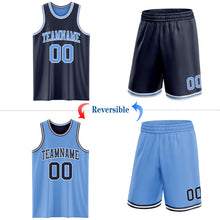 Laden Sie das Bild in den Galerie-Viewer, Custom Navy Light Blue-White Reversible Double Side Sublimation Basketball Suit Jersey