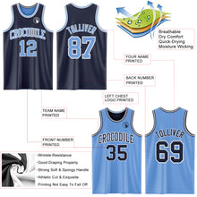 Laden Sie das Bild in den Galerie-Viewer, Custom Navy Light Blue-White Reversible Double Side Sublimation Basketball Suit Jersey