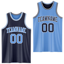 Laden Sie das Bild in den Galerie-Viewer, Custom Navy Light Blue-White Reversible Double Side Sublimation Basketball Suit Jersey