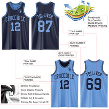 Laden Sie das Bild in den Galerie-Viewer, Custom Navy Light Blue Reversible Double Side Sublimation Basketball Suit Jersey