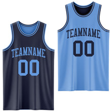 Laden Sie das Bild in den Galerie-Viewer, Custom Navy Light Blue Reversible Double Side Sublimation Basketball Suit Jersey