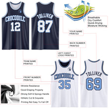 Laden Sie das Bild in den Galerie-Viewer, Custom Navy White-Light Blue Reversible Double Side Sublimation Basketball Suit Jersey