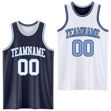 Laden Sie das Bild in den Galerie-Viewer, Custom Navy White-Light Blue Reversible Double Side Sublimation Basketball Suit Jersey