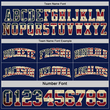 Laden Sie das Bild in den Galerie-Viewer, Custom Navy Vintage USA Flag Cream-Maroon Reversible Double Side Sublimation Basketball Suit Jersey