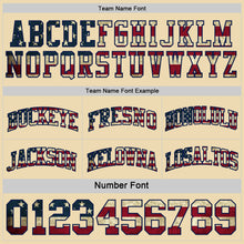 Laden Sie das Bild in den Galerie-Viewer, Custom Navy Vintage USA Flag Cream-Maroon Reversible Double Side Sublimation Basketball Suit Jersey