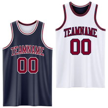Laden Sie das Bild in den Galerie-Viewer, Custom Navy Maroon-White Reversible Double Side Sublimation Basketball Suit Jersey