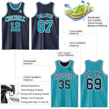 Laden Sie das Bild in den Galerie-Viewer, Custom Navy Teal-White Reversible Double Side Sublimation Basketball Suit Jersey