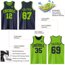 Laden Sie das Bild in den Galerie-Viewer, Custom Navy Neon Green Reversible Double Side Sublimation Basketball Suit Jersey