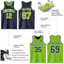 Laden Sie das Bild in den Galerie-Viewer, Custom Navy Neon Green-White Reversible Double Side Sublimation Basketball Suit Jersey