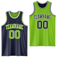 Laden Sie das Bild in den Galerie-Viewer, Custom Navy Neon Green-White Reversible Double Side Sublimation Basketball Suit Jersey